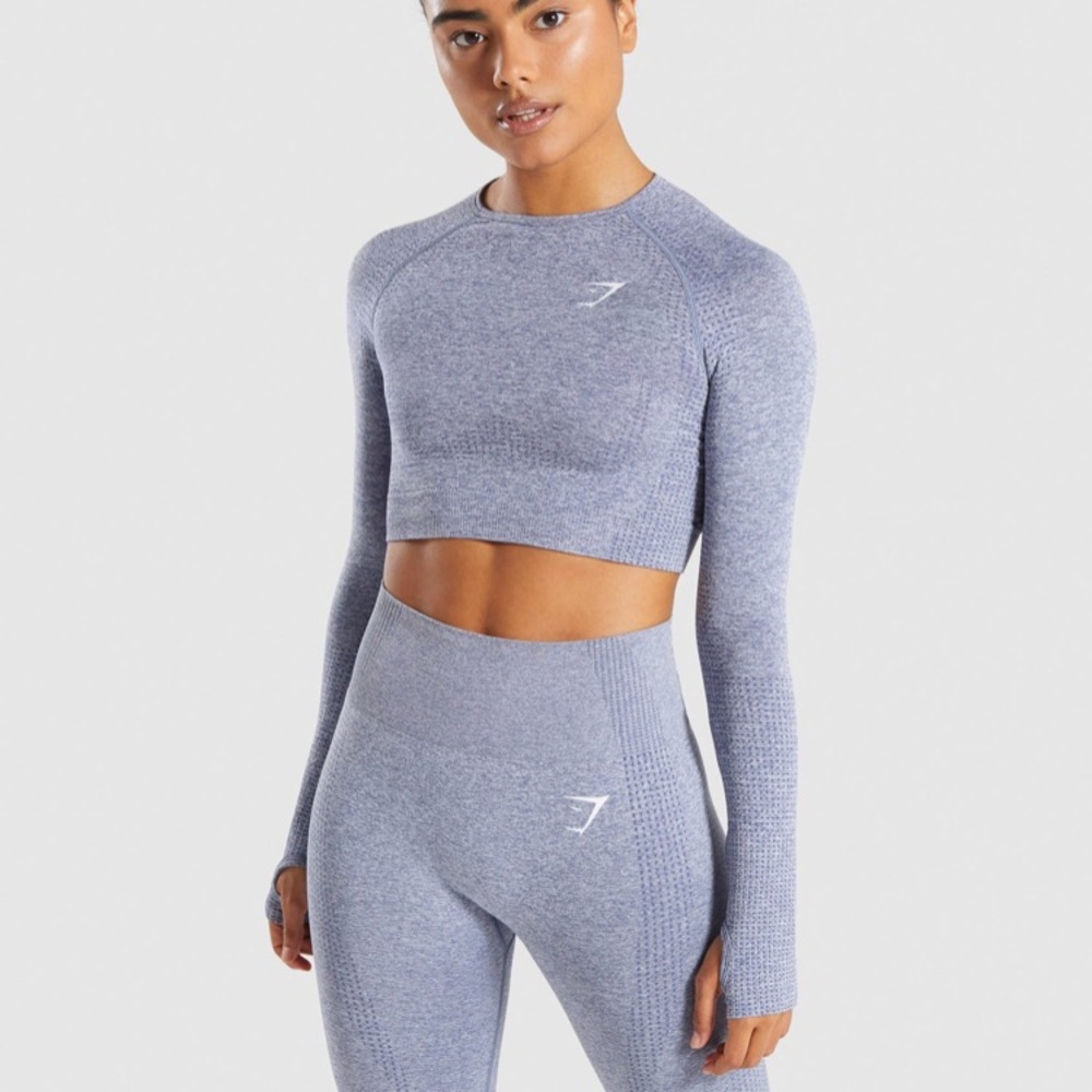 Vital Seamless Steel Blue Crop Top